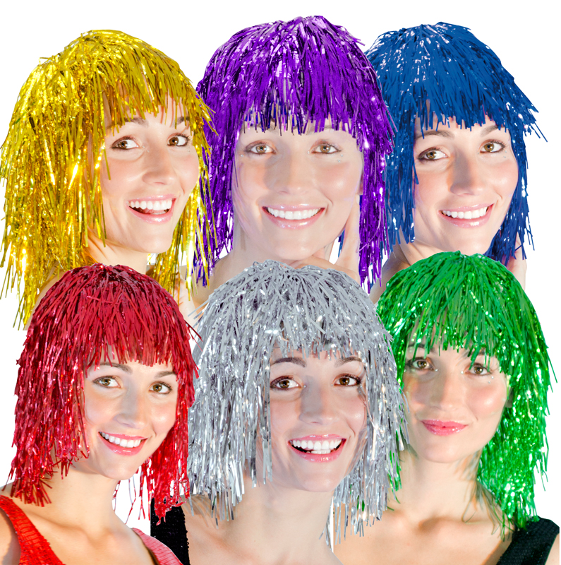 Perruque Lamée Argent - Cheveux Longs Lisses à Paillettes Pour Déguisement